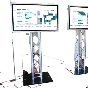 TV Tover mit Bodenplatte 2m traverse und 65 Zoll TV